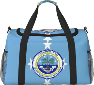 Flag Of Micronesia Travel Duffel Bag Large Foldable Waterproof Overnight Bag For Beach Swim Bags Pool Sports Gym
