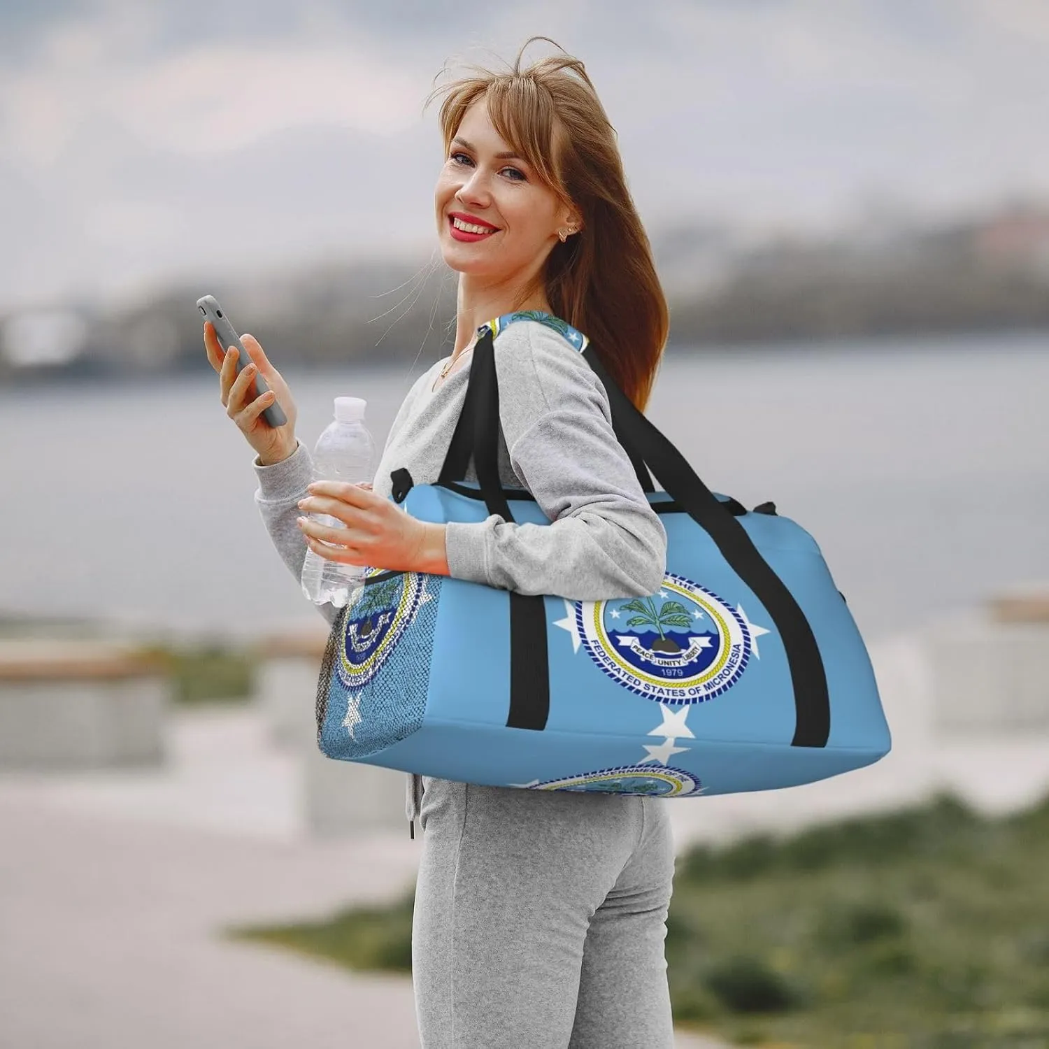 Flag Of Micronesia Travel Duffel Bag Large Foldable Waterproof Overnight Bag For Beach Swim Bags Pool Sports Gym