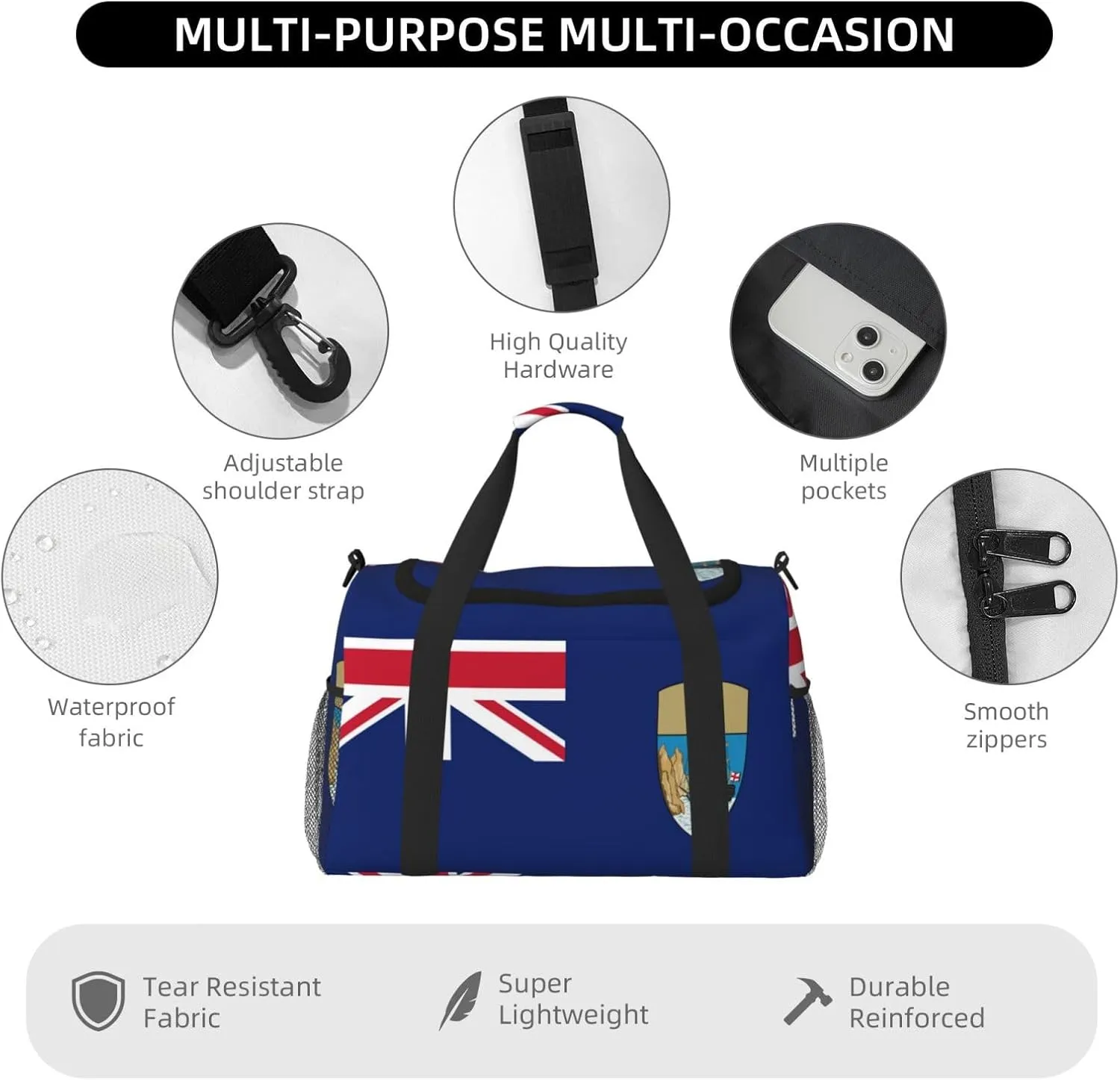 Flag Of Saint Helena Travel Duffel Bag Large Foldable Waterproof Overnight Bag For Beach Swim Bags Pool Sports Gym