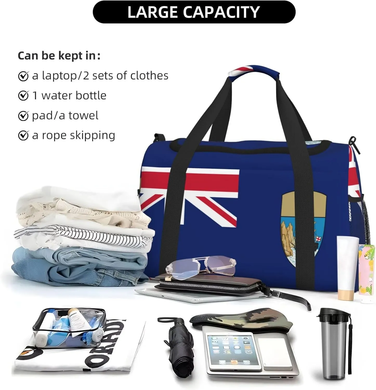 Flag Of Saint Helena Travel Duffel Bag Large Foldable Waterproof Overnight Bag For Beach Swim Bags Pool Sports Gym