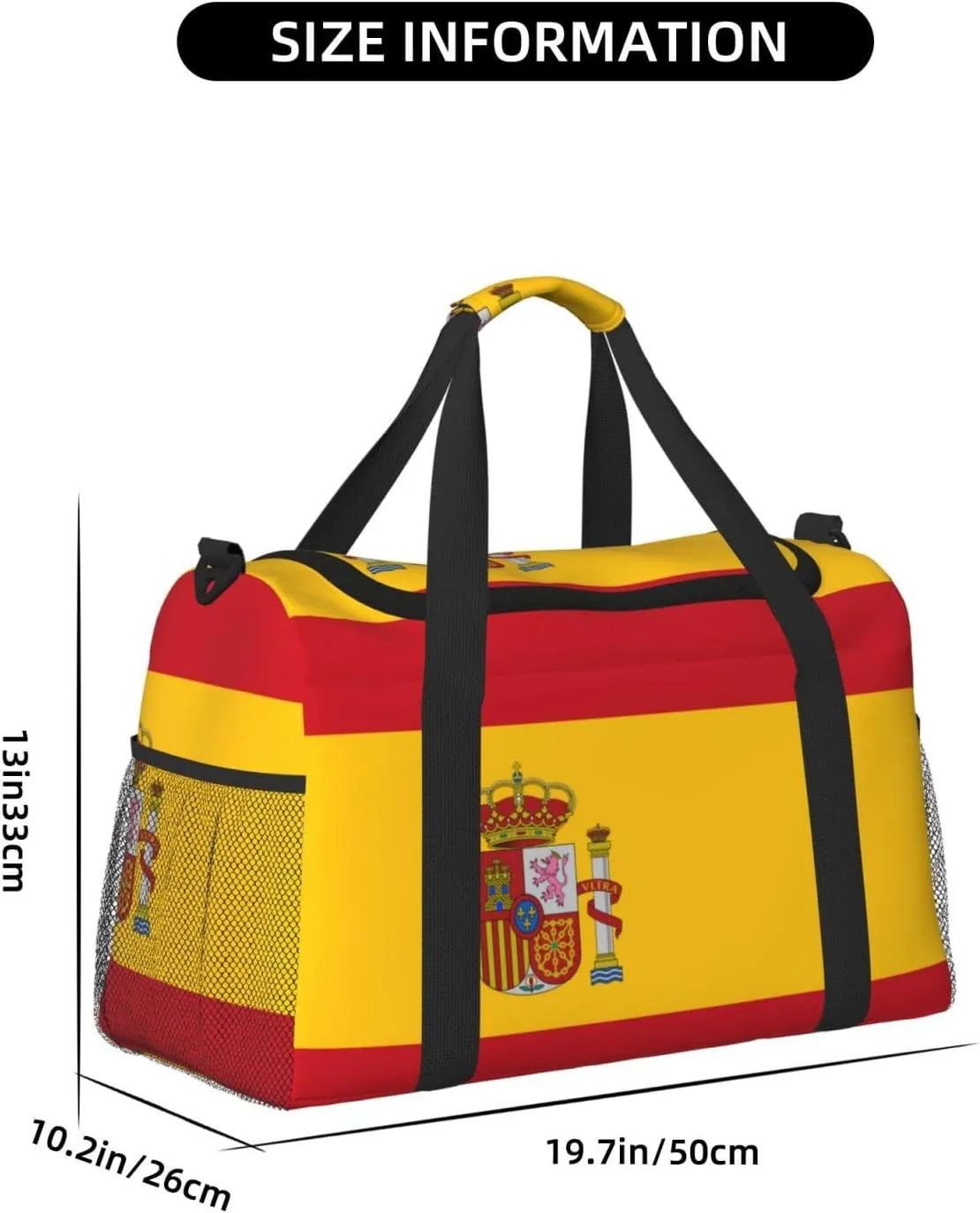 Flag Of Spain Travel Duffel Bag Large Foldable Waterproof Overnight Bag For Beach Swim Bags Pool Sports Gym
