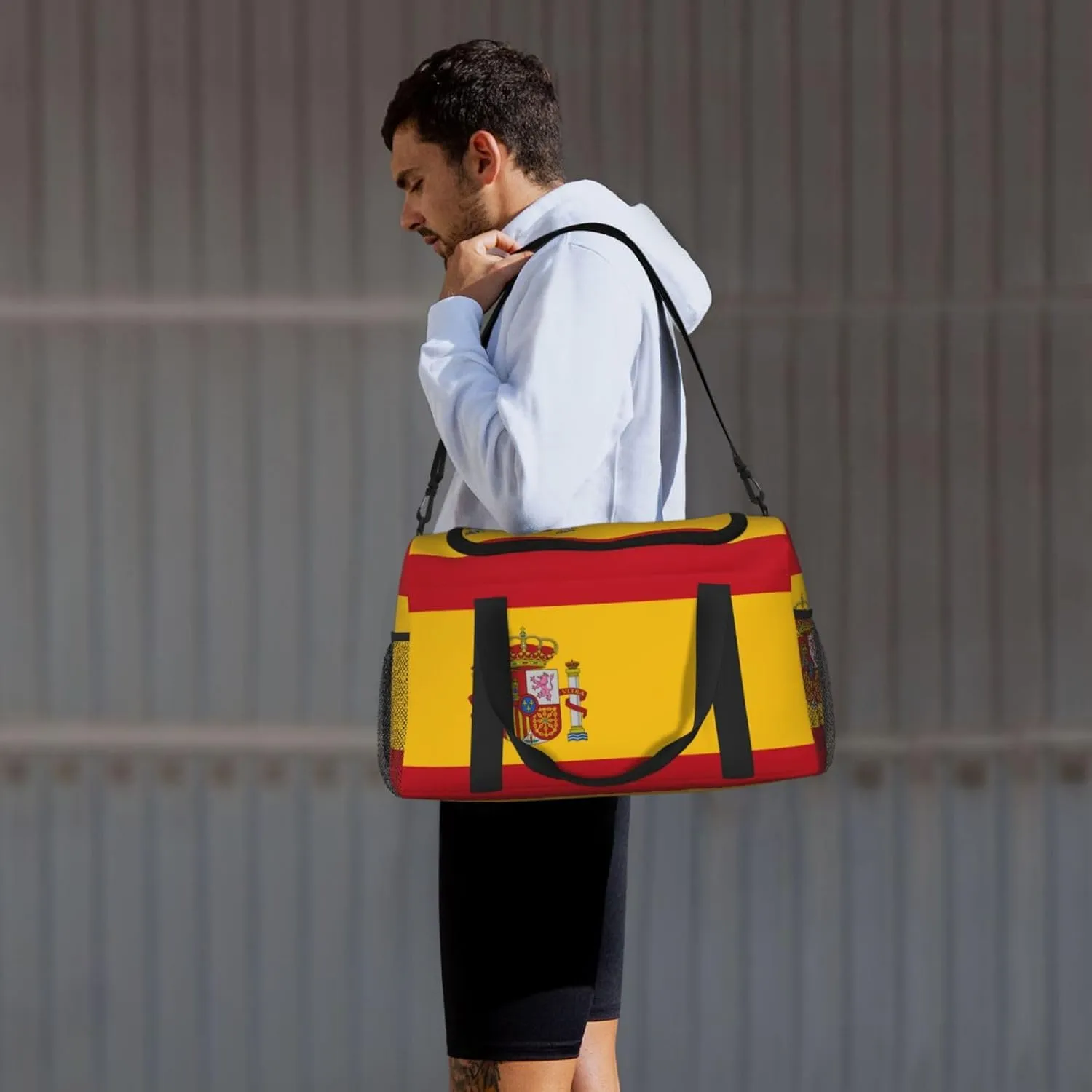 Flag Of Spain Travel Duffel Bag Large Foldable Waterproof Overnight Bag For Beach Swim Bags Pool Sports Gym