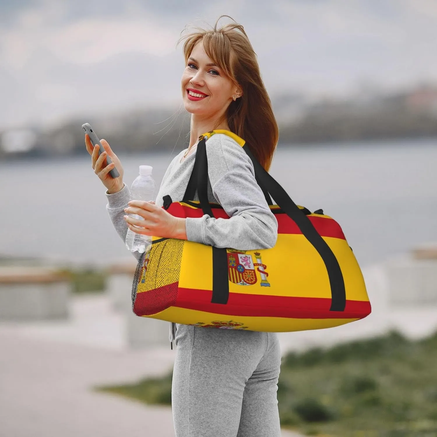 Flag Of Spain Travel Duffel Bag Large Foldable Waterproof Overnight Bag For Beach Swim Bags Pool Sports Gym