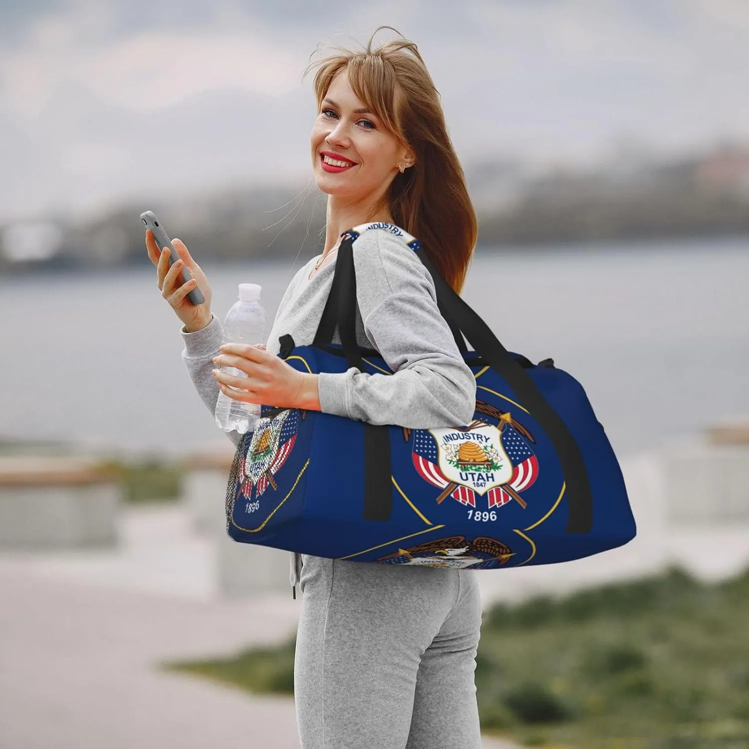 Flag Of Utah Travel Duffel Bag Large Foldable Waterproof Overnight Bag For Beach Swim Bags Pool Sports Gym