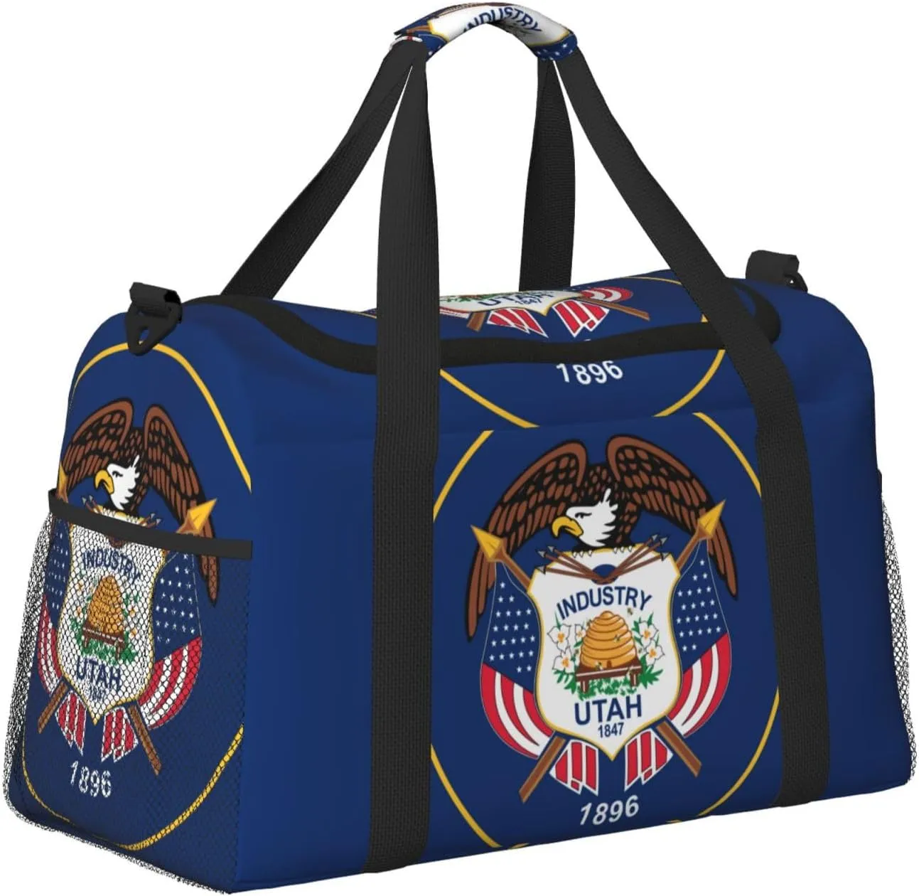 Flag Of Utah Travel Duffel Bag Large Foldable Waterproof Overnight Bag For Beach Swim Bags Pool Sports Gym