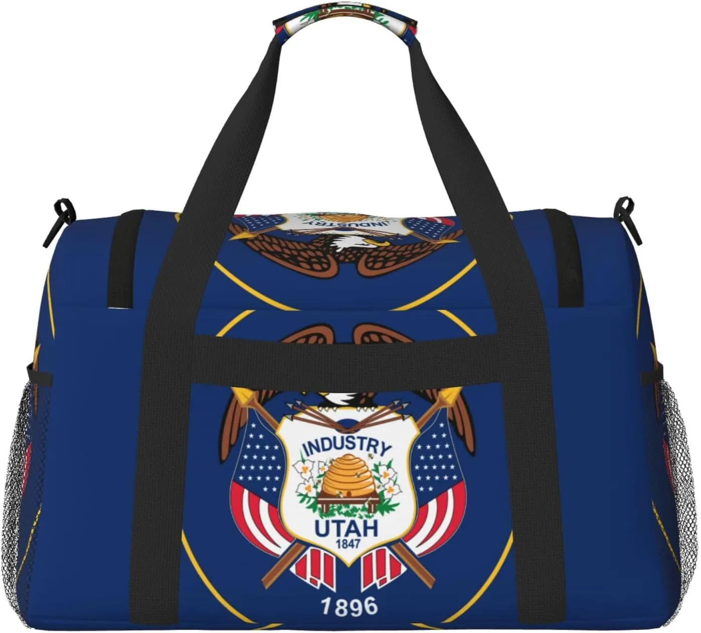 Flag Of Utah Travel Duffel Bag Large Foldable Waterproof Overnight Bag For Beach Swim Bags Pool Sports Gym
