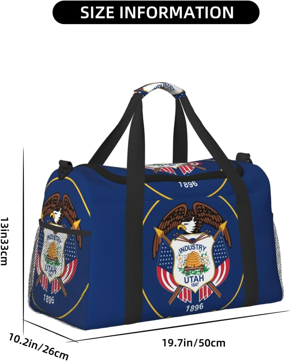 Flag Of Utah Travel Duffel Bag Large Foldable Waterproof Overnight Bag For Beach Swim Bags Pool Sports Gym