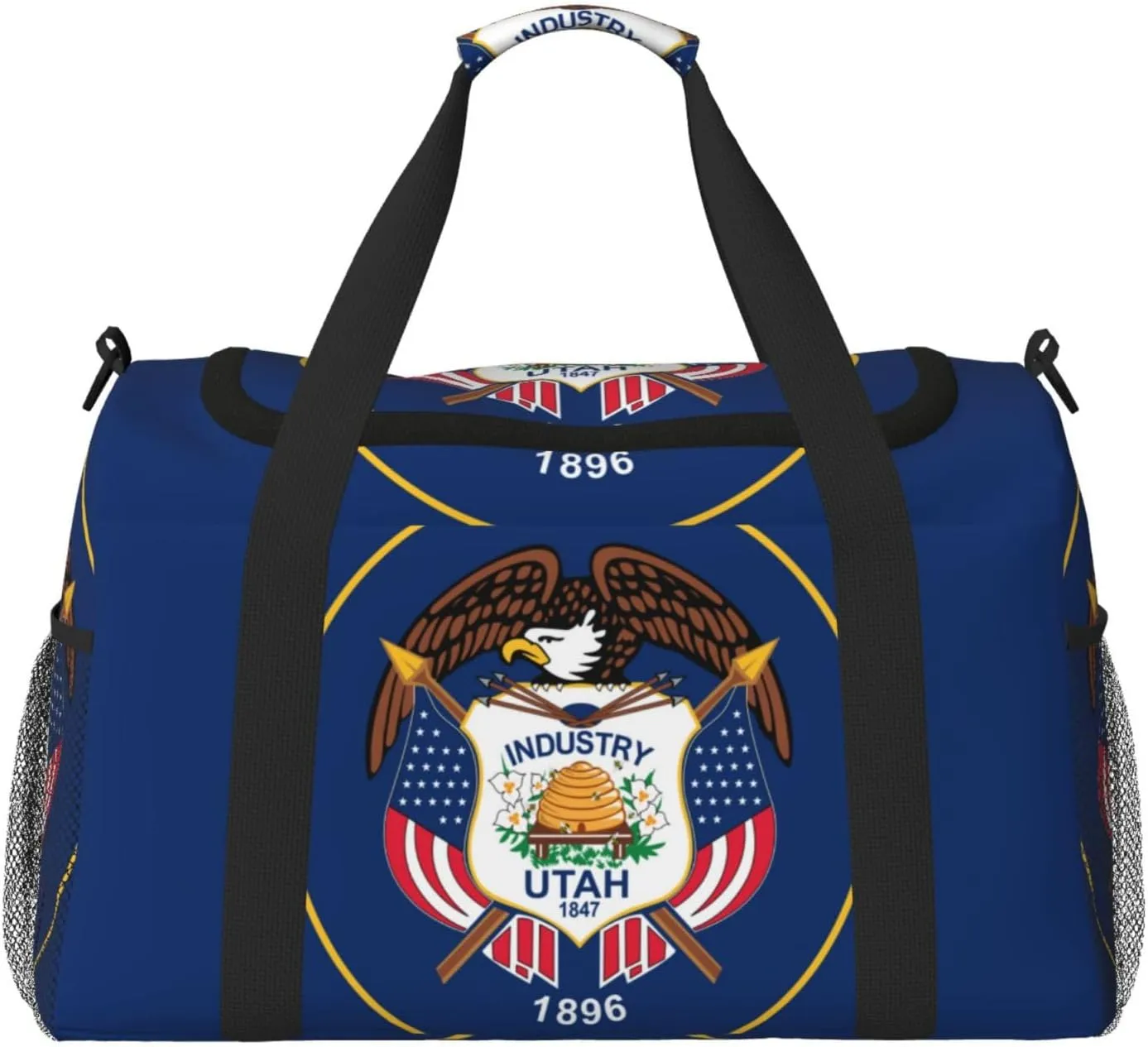Flag Of Utah Travel Duffel Bag Large Foldable Waterproof Overnight Bag For Beach Swim Bags Pool Sports Gym