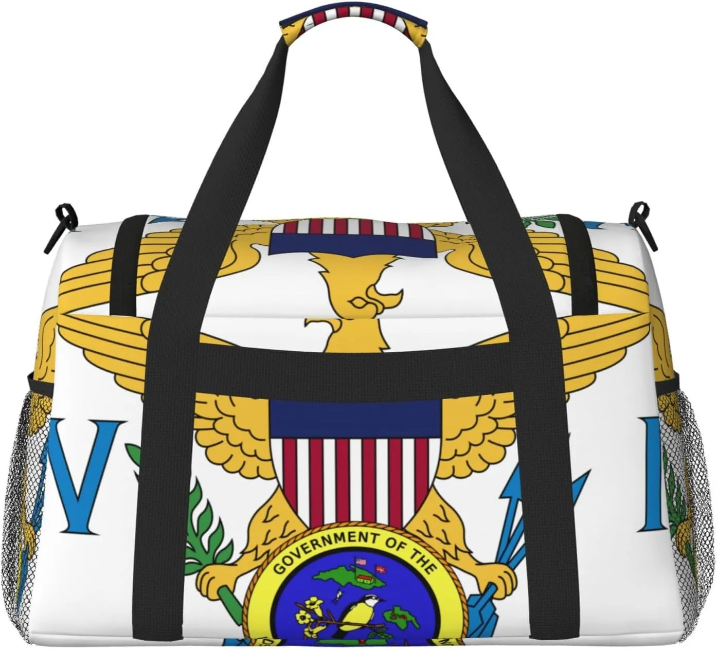 Flag Of Virgin Islands Travel Duffel Bag Large Foldable Waterproof Overnight Bag For Beach Swim Bags Pool Sports Gym