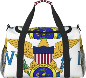 Flag Of Virgin Islands Travel Duffel Bag Large Foldable Waterproof Overnight Bag For Beach Swim Bags Pool Sports Gym