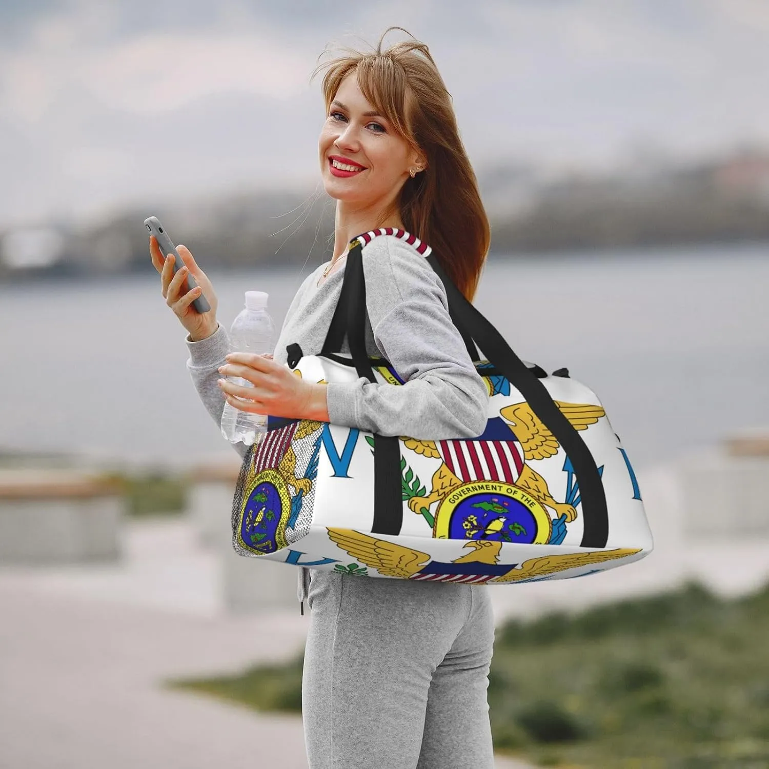 Flag Of Virgin Islands Travel Duffel Bag Large Foldable Waterproof Overnight Bag For Beach Swim Bags Pool Sports Gym