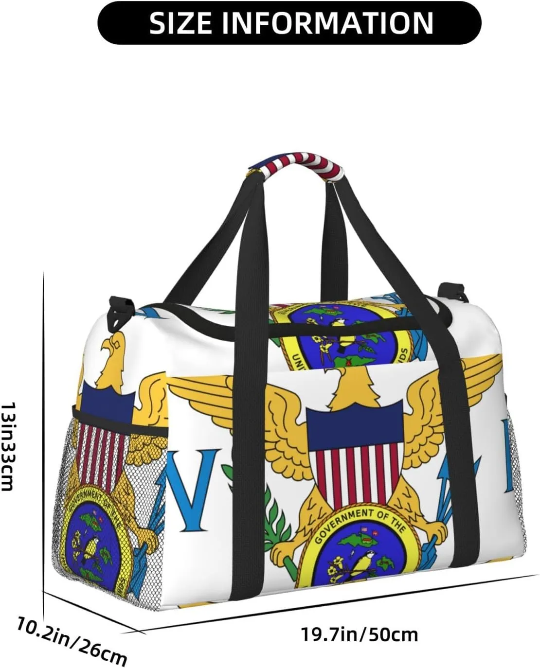 Flag Of Virgin Islands Travel Duffel Bag Large Foldable Waterproof Overnight Bag For Beach Swim Bags Pool Sports Gym