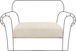 Flamingo P High Stretch Seat Cushion Cover Sofa Cushion Furniture Protector for Sofa Seat Sofa Slipcover Sofa Cover Soft Flexibility with Elastic Bottom (1 Seat Cushion Cover, Biscotti Beige)