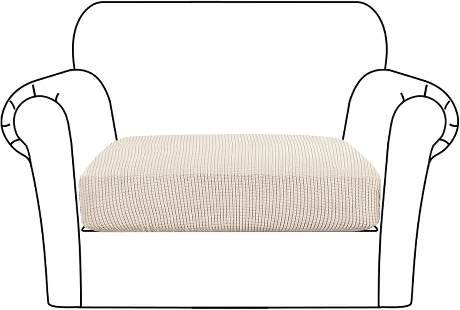 Flamingo P High Stretch Seat Cushion Cover Sofa Cushion Furniture Protector for Sofa Seat Sofa Slipcover Sofa Cover Soft Flexibility with Elastic Bottom (1 Seat Cushion Cover, Biscotti Beige)