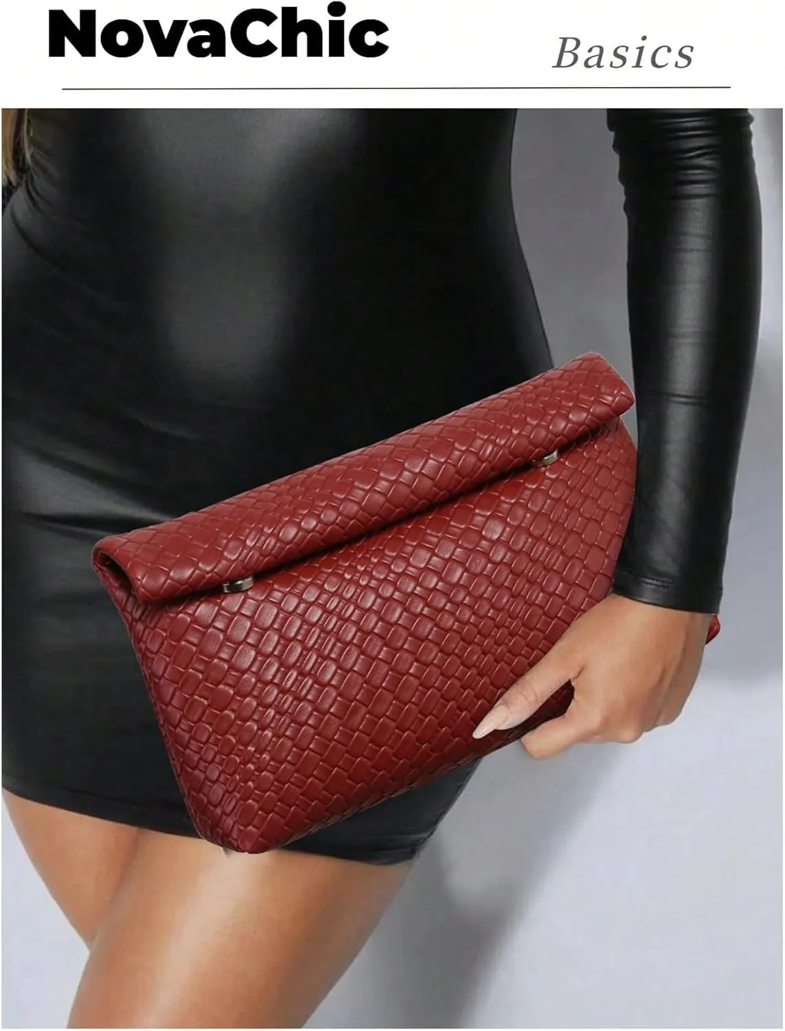 Floerns Women's Square Bag Flap Front Evening Party Leather Handbag Clutch Purse