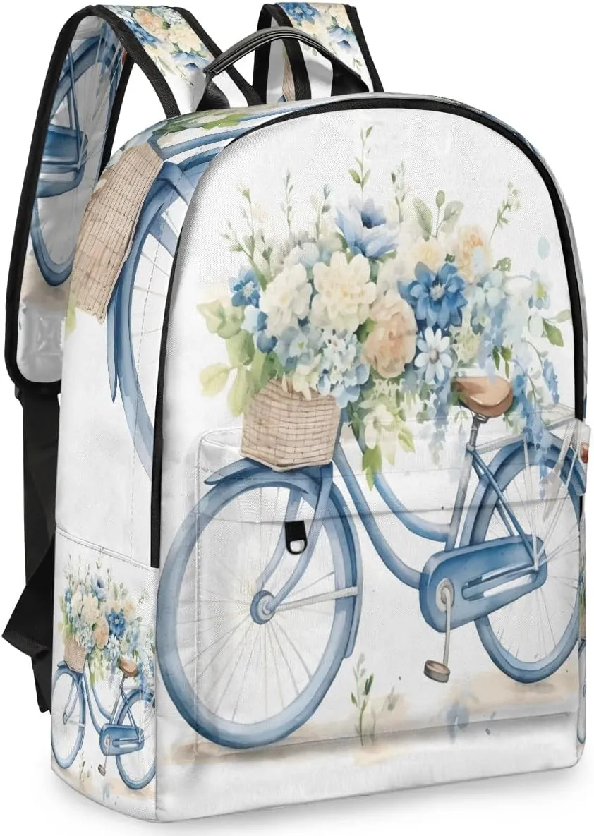 Floral Bike Backpack for Women Men Lightweight Laptop Backpack Carry on Backpacks Casual Shoulder Bag with Adjustable Shoulder Strap for Travel Gym Work