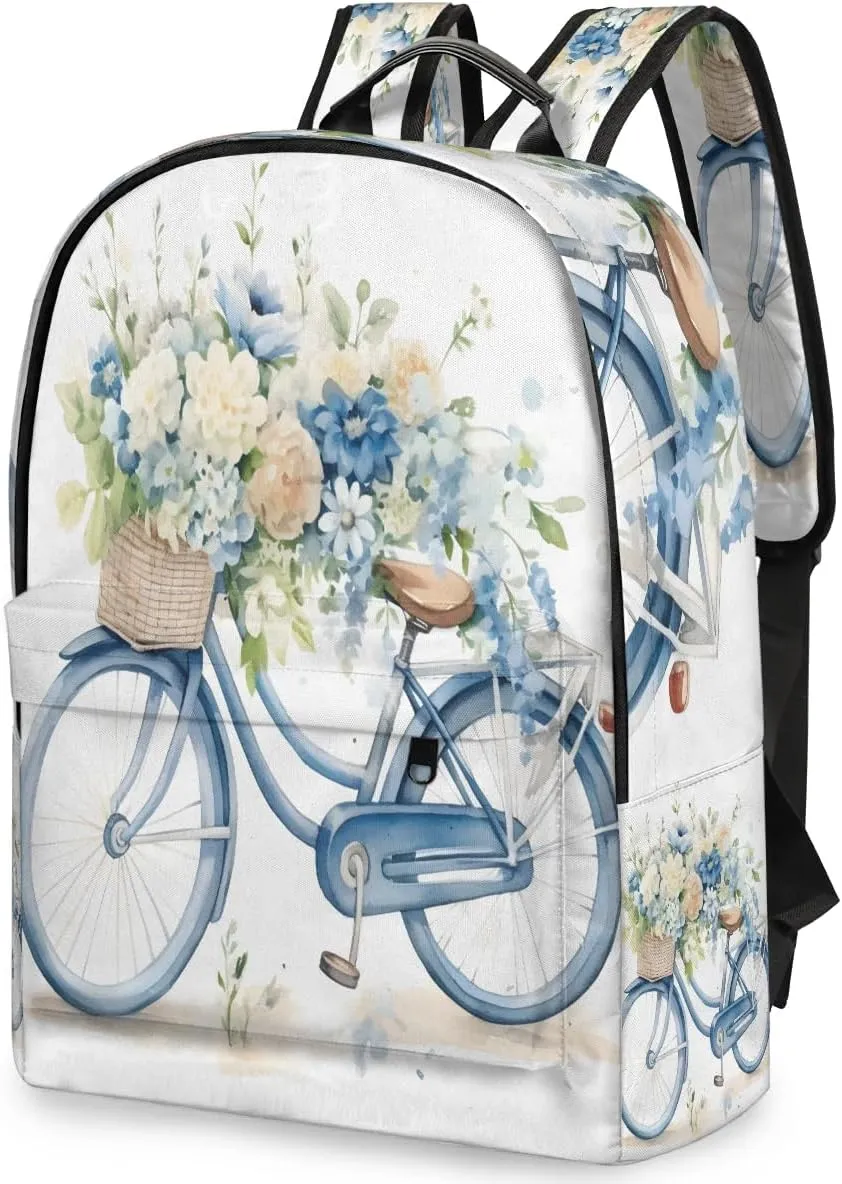 Floral Bike Backpack for Women Men Lightweight Laptop Backpack Carry on Backpacks Casual Shoulder Bag with Adjustable Shoulder Strap for Travel Gym Work