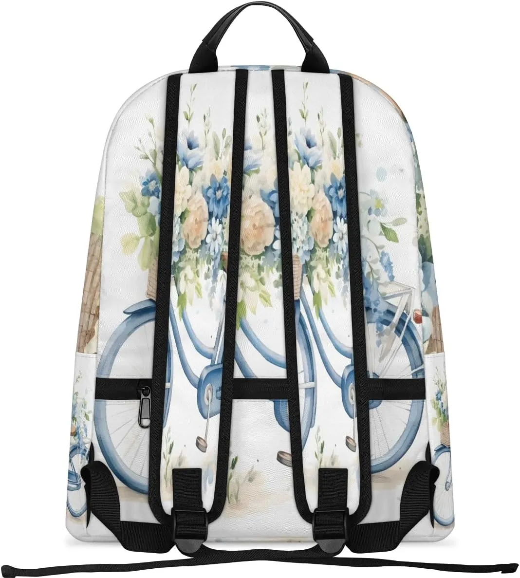 Floral Bike Backpack for Women Men Lightweight Laptop Backpack Carry on Backpacks Casual Shoulder Bag with Adjustable Shoulder Strap for Travel Gym Work