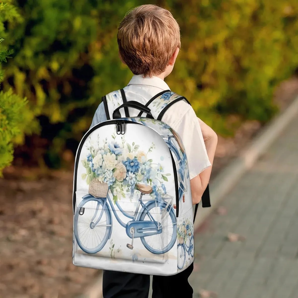 Floral Bike Backpack for Women Men Lightweight Laptop Backpack Carry on Backpacks Casual Shoulder Bag with Adjustable Shoulder Strap for Travel Gym Work