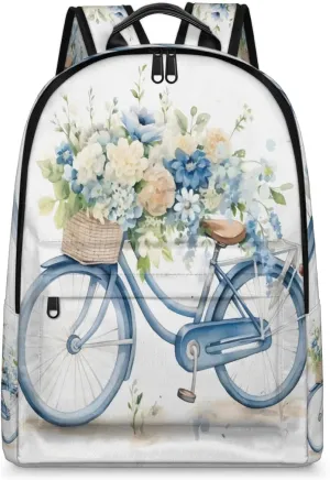 Floral Bike Backpack for Women Men Lightweight Laptop Backpack Carry on Backpacks Casual Shoulder Bag with Adjustable Shoulder Strap for Travel Gym Work