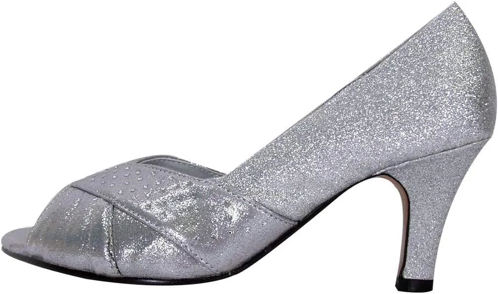Floral Grace Women's Wide Width Pleated Upper Peep Toe Dress Pumps