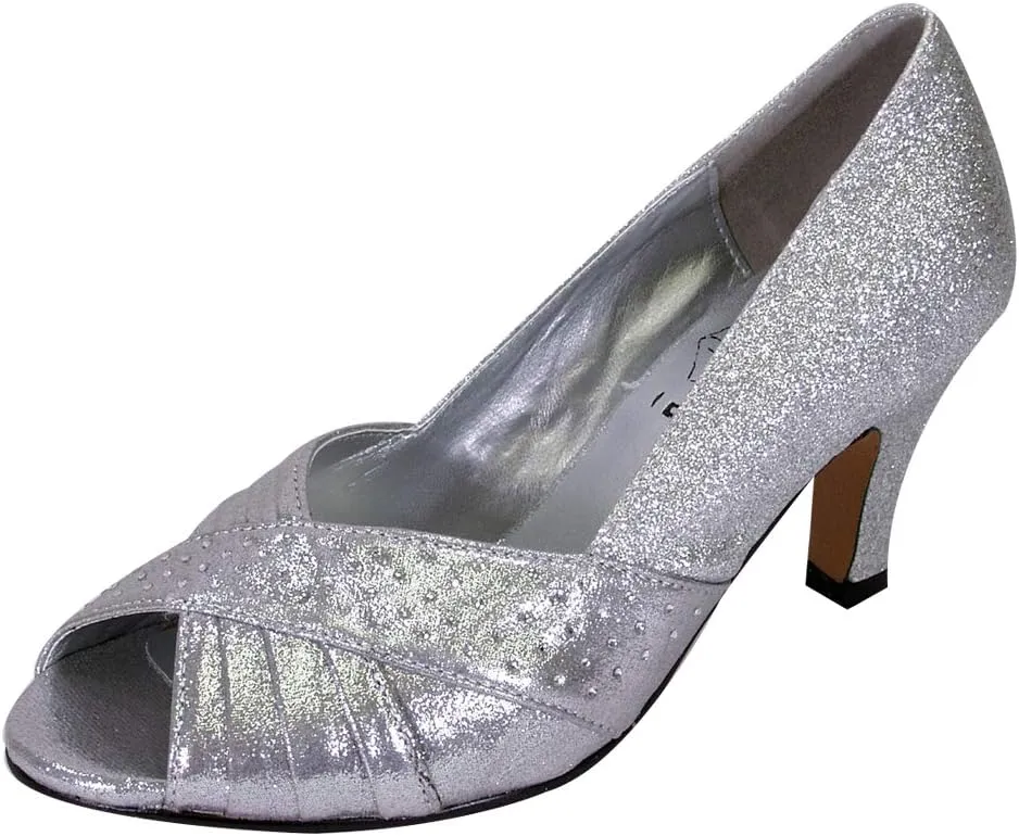 Floral Grace Women's Wide Width Pleated Upper Peep Toe Dress Pumps