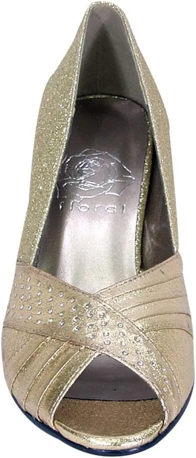 Floral Grace Women's Wide Width Pleated Upper Peep Toe Dress Pumps