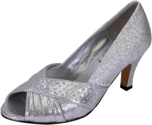 Floral Grace Women's Wide Width Pleated Upper Peep Toe Dress Pumps