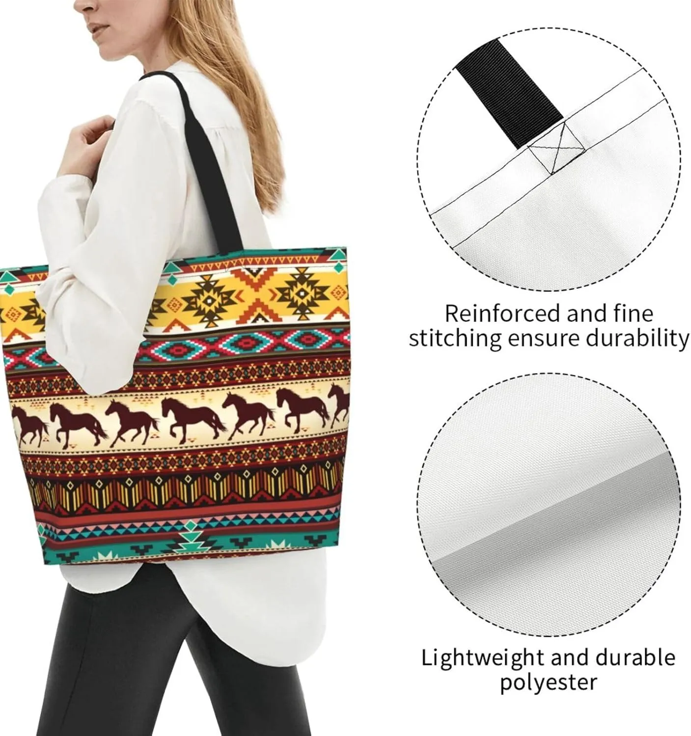 Flower Sugar Skull Tote Bags Reusable Women Shoulder Travel Beach Bag Shopping Work Daily