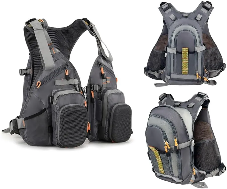 Fly fishing vests are suitable for bass trout Luya fishing sea fishing, multi pocket three in one multifunctional vest