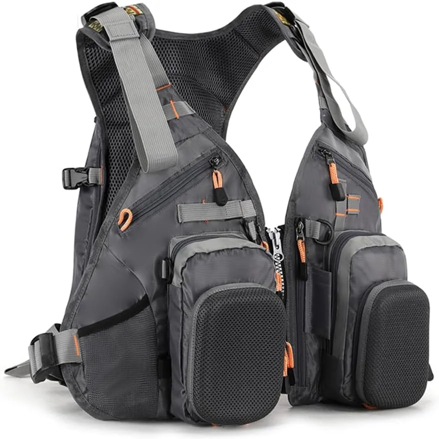 Fly fishing vests are suitable for bass trout Luya fishing sea fishing, multi pocket three in one multifunctional vest