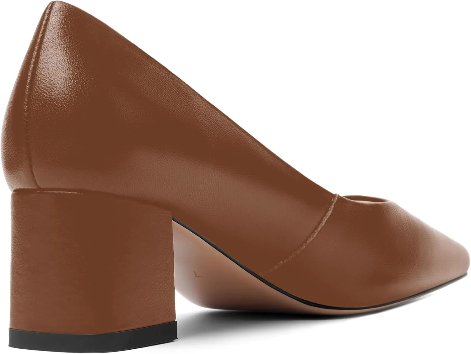 FOGEENA Womens Solid Party Square Toe Slip On Casual Matte Leather Chunky Low Heel Pumps Shoes 2.2 Inch