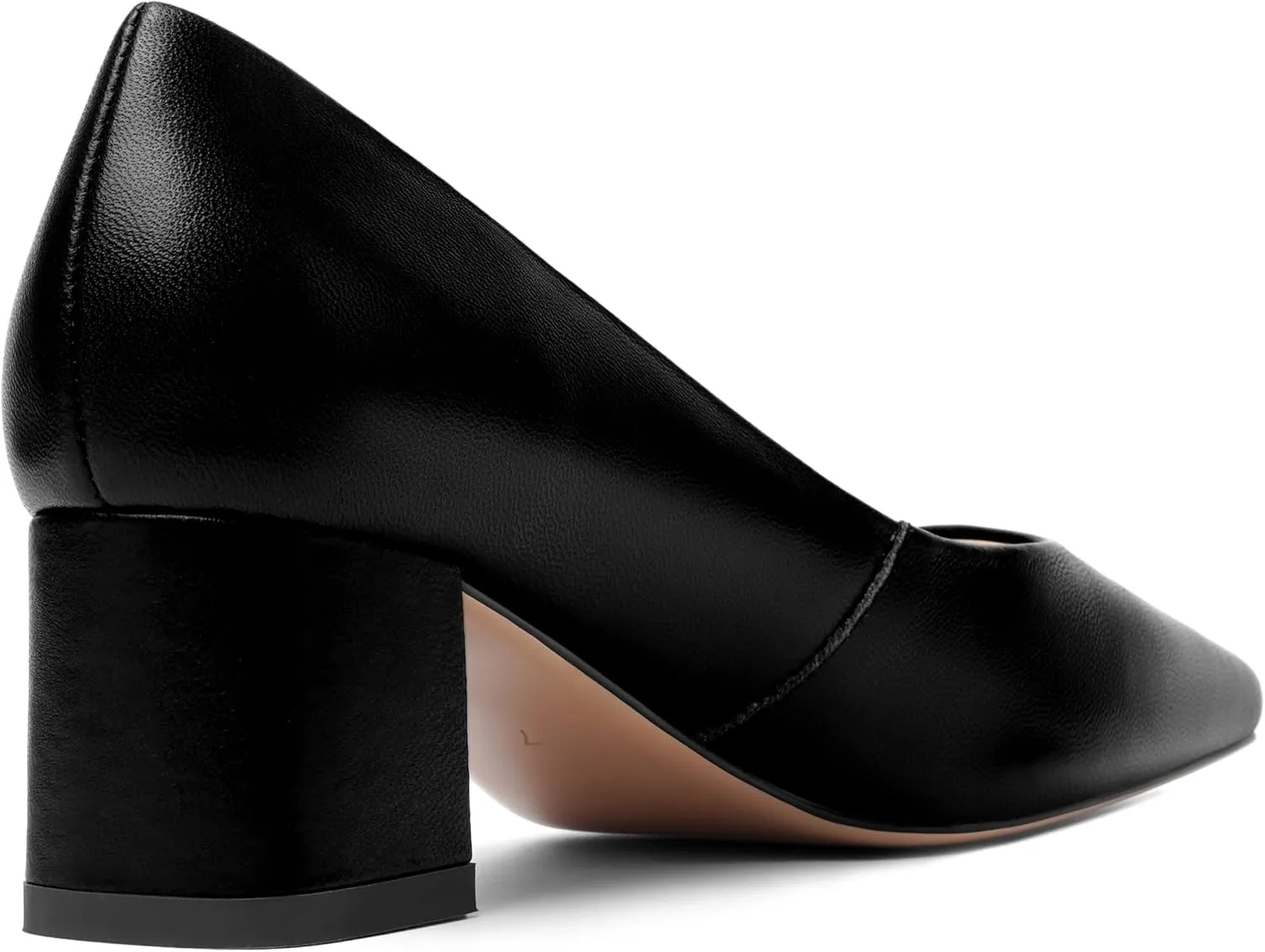 FOGEENA Womens Solid Party Square Toe Slip On Casual Matte Leather Chunky Low Heel Pumps Shoes 2.2 Inch