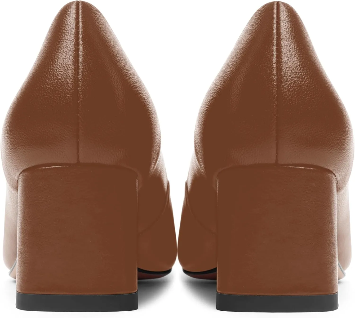 FOGEENA Womens Solid Party Square Toe Slip On Casual Matte Leather Chunky Low Heel Pumps Shoes 2.2 Inch