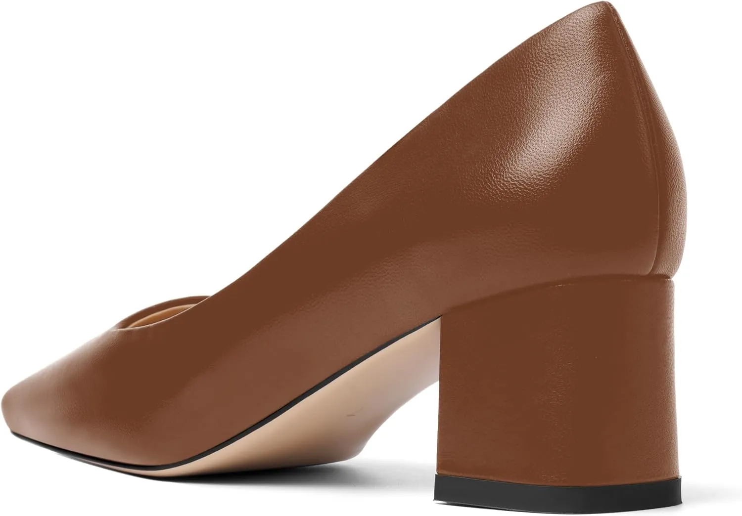 FOGEENA Womens Solid Party Square Toe Slip On Casual Matte Leather Chunky Low Heel Pumps Shoes 2.2 Inch