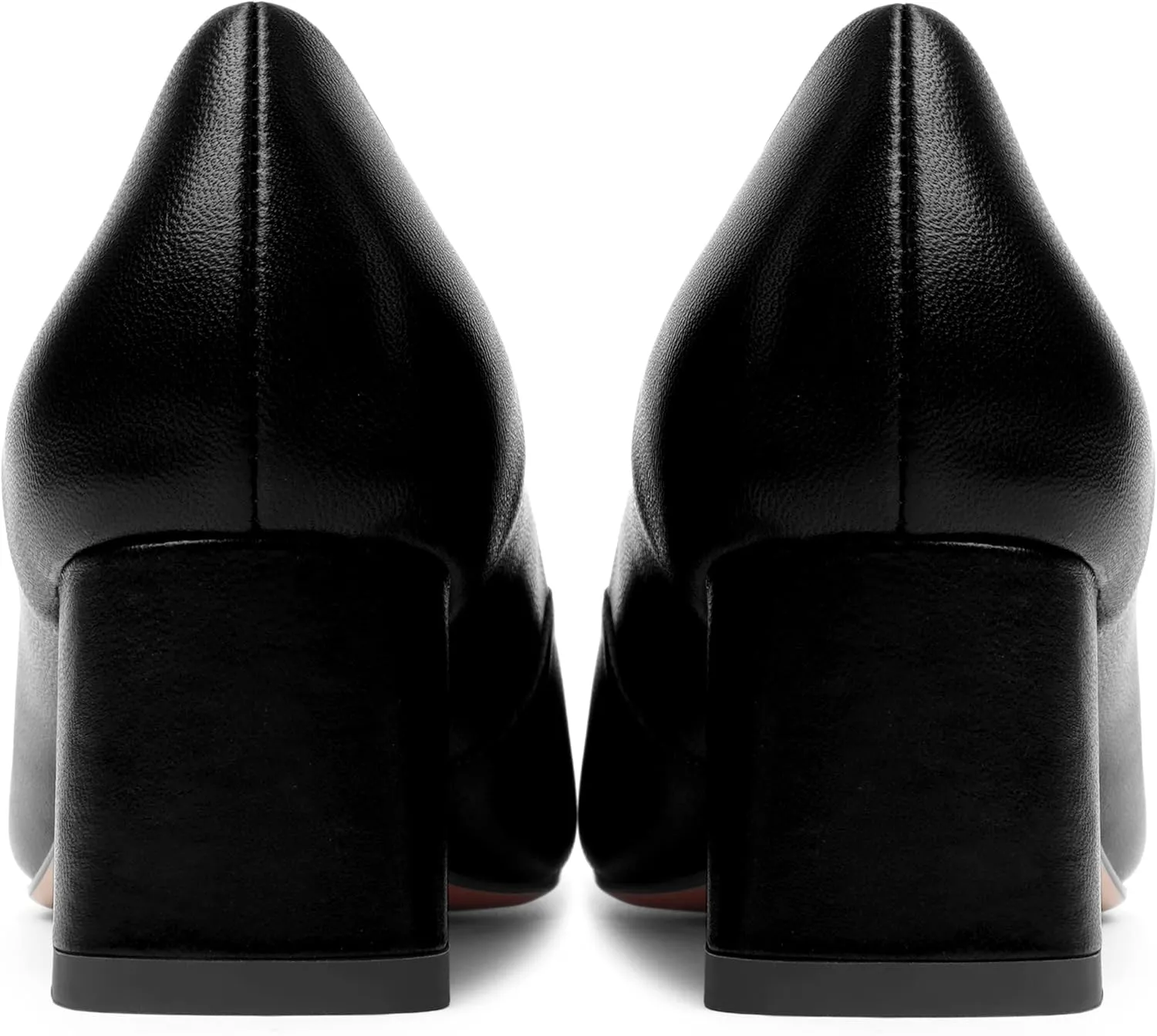 FOGEENA Womens Solid Party Square Toe Slip On Casual Matte Leather Chunky Low Heel Pumps Shoes 2.2 Inch
