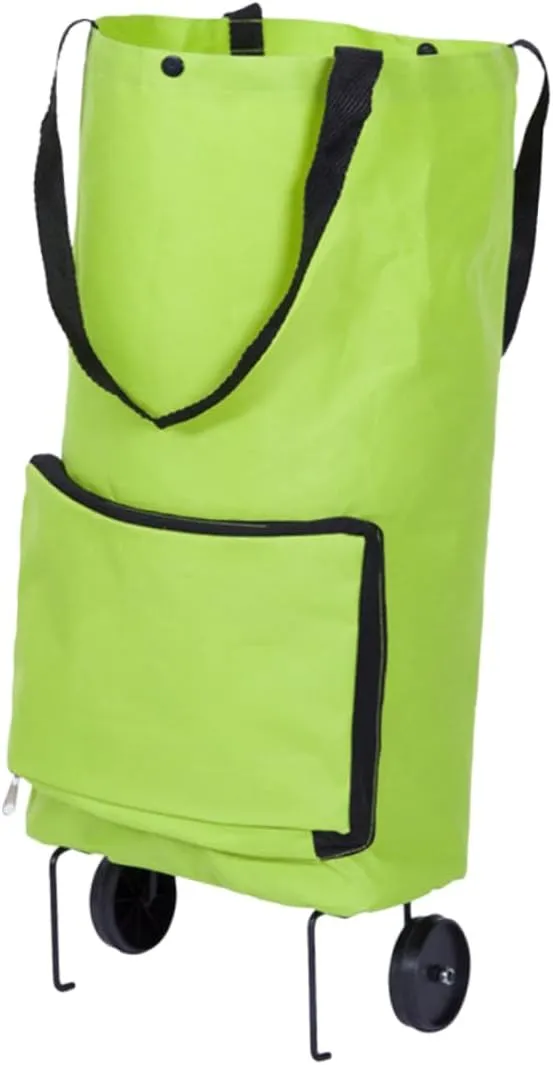 Foldable Reusable Grocery Cart with Wheels Shopping Bag for Travel Outdoor Activities and Daily Errands Compact Design for and Use Green