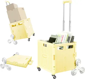 Foldable Rolling Crate for Stair Climbing : Rolling Cart for Shopping Teacher Laundry