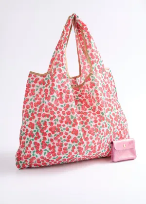 Foldable shopping bag, strawberry pattern