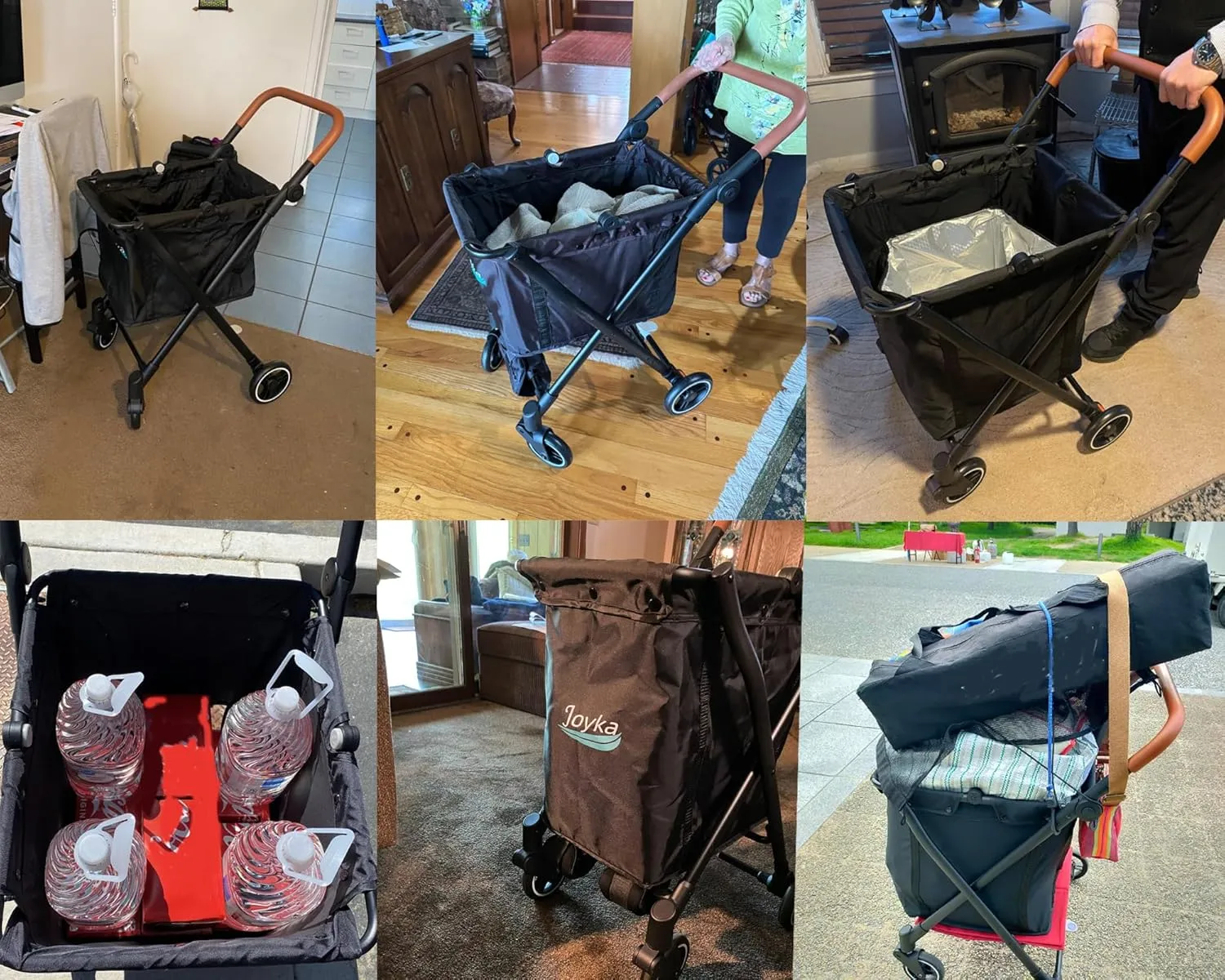 Foldable Shopping Cart 85L Grocery Cart with Cooler Bag Utility Trolleys, Larger Capacity, Rolling Front Swivel Wheels, Adjustable for Office, Picnic, Groceries, Laundry