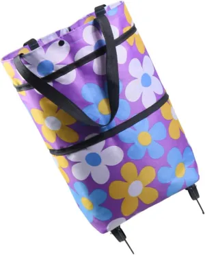 Foldable Shopping Cart Bag Wheeled Cart Bag Wheels Sturdy for Long Use Great