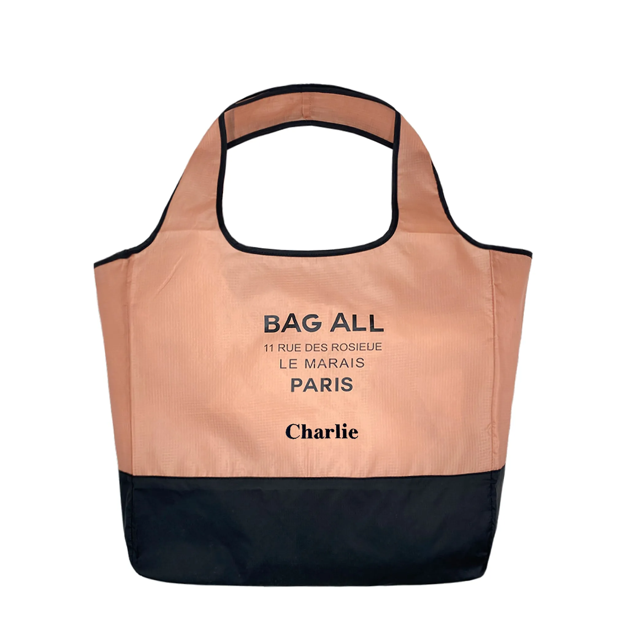 Foldable Shopping Tote – Recycled Nylon – Pink & Black