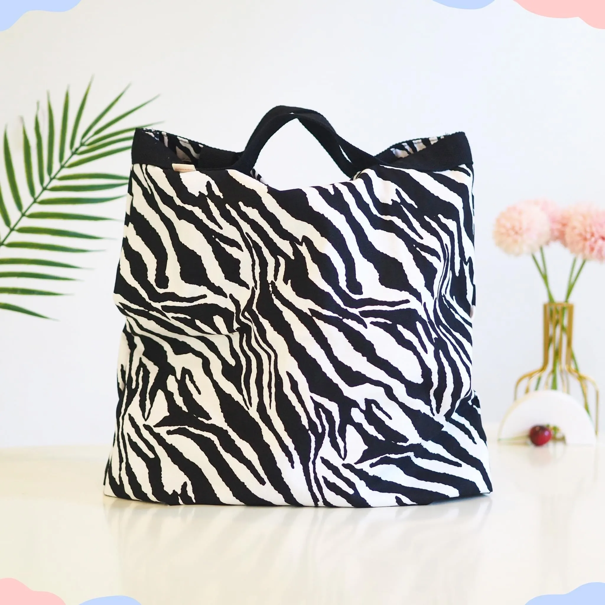 Foldable Tote Bag - Large and Versatile - Zebra Stripe and Christmas Print Options