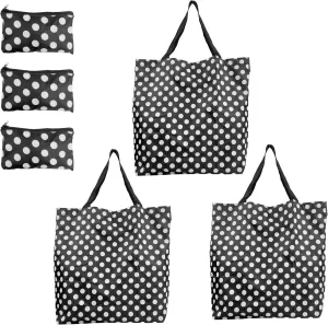 Foldable Tote Bag Zipper Closure – Collapsible Packable Reusable Large Grocery Shopping Bags with Handles and Strap 3 packs