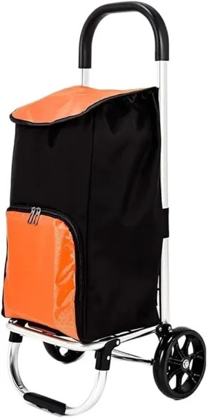 Folding Shopping Cart, Foldable Shopping Trolley with 2 Big Wheels Large 37L Detachable Trolley Bag Shopping Cart for Supermarket Travel Grocery Utility Carts(Orange)