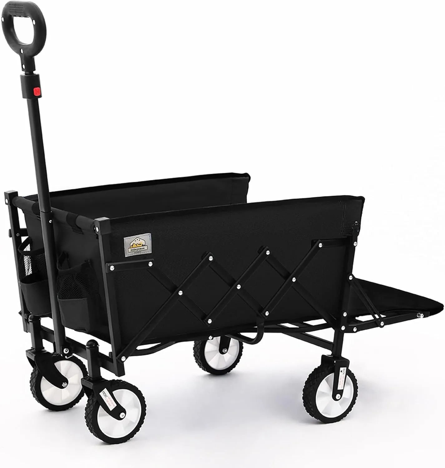 Folding Wagon Cart with Wheels and Tailgate, 330 lbs 120 l Capacity, Adjustable Handle, Portable Collapsible Utility Wagon Cart for Groceries, Outdoor Camping, Shopping, Garden (Black)