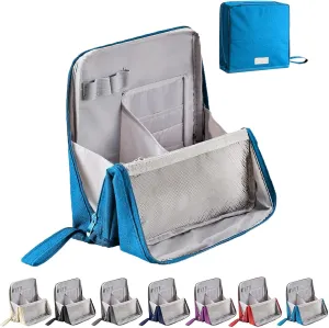 FOLENZU Relevanton Standing Makeup Bag, Standing Makeup Bag Portable, Portable Large Capacity, Large Capacity Waterproof Multifunctional Make Up Bags, With Compartments (Blue)