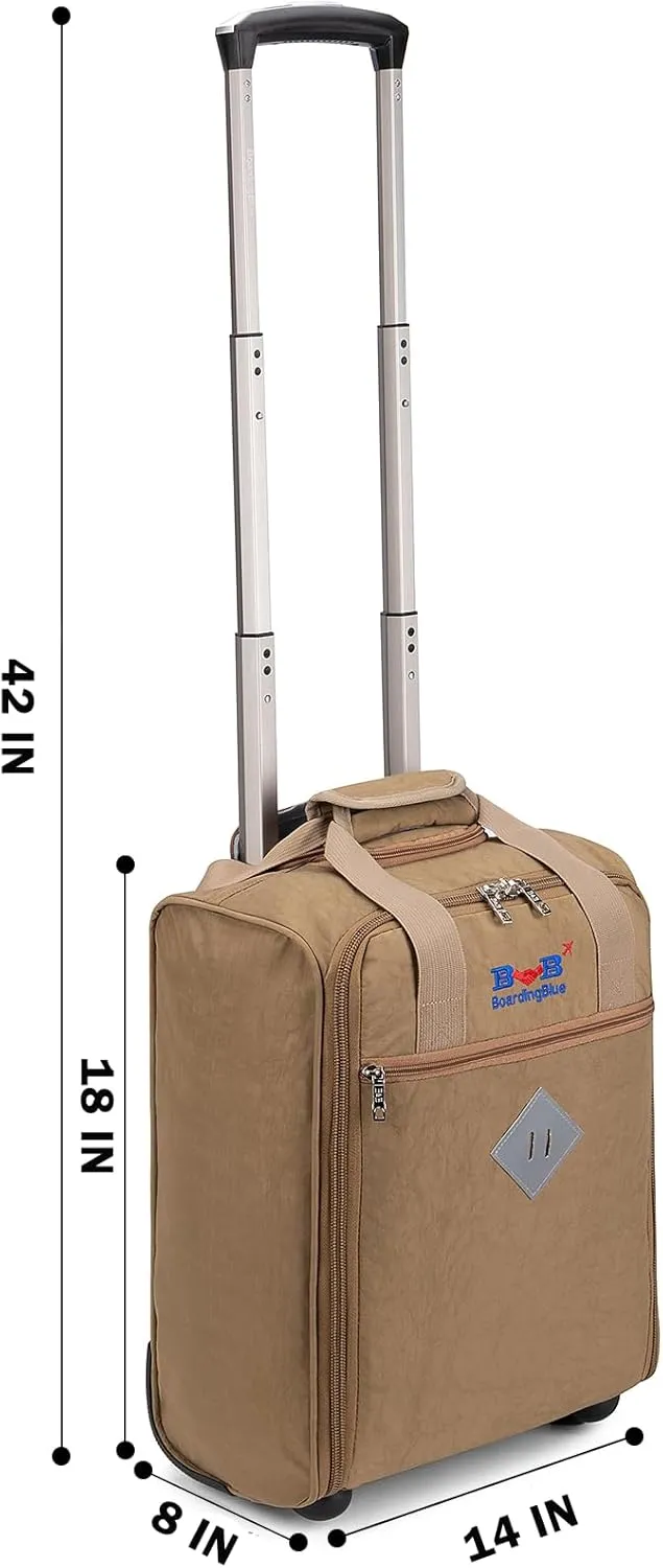 For Spirit Airlines 18x14x8 Inches Personal Item Under Seat Rolling Duffle Bag Luggage Suitable For Major Airlines Including AA and Frontier (Beige)