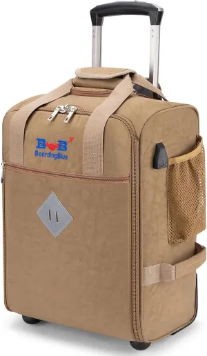 For Spirit Airlines 18x14x8 Inches Personal Item Under Seat Rolling Duffle Bag Luggage Suitable For Major Airlines Including AA and Frontier (Beige)