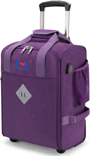 For Spirit Airlines 18x14x8 Inches Personal Item Under Seat Rolling Duffle Bag Luggage Suitable For Major Airlines Including AA and Frontier (Purple)